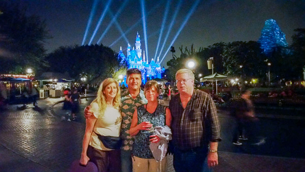 My sisters and brother-in-law in front of Slleping Beauty&apos;s castle.1